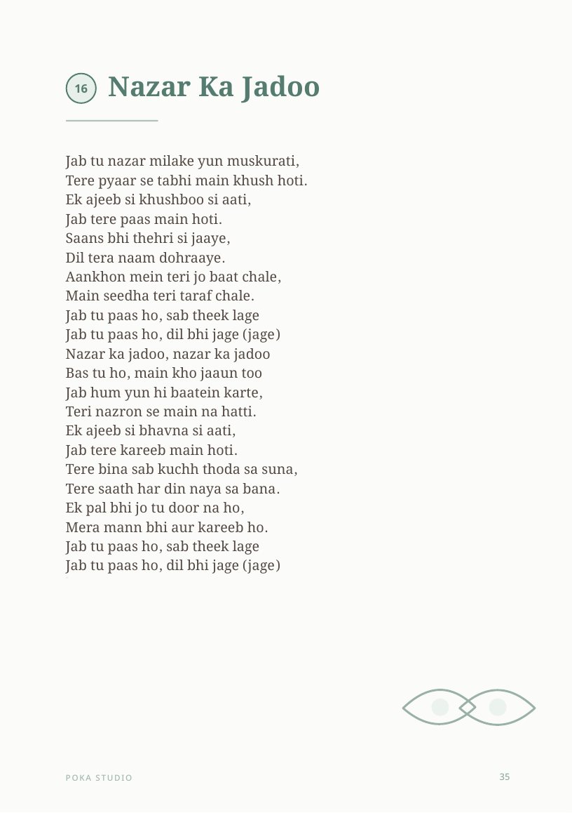 Nazar Ka Jadoo lyric book page